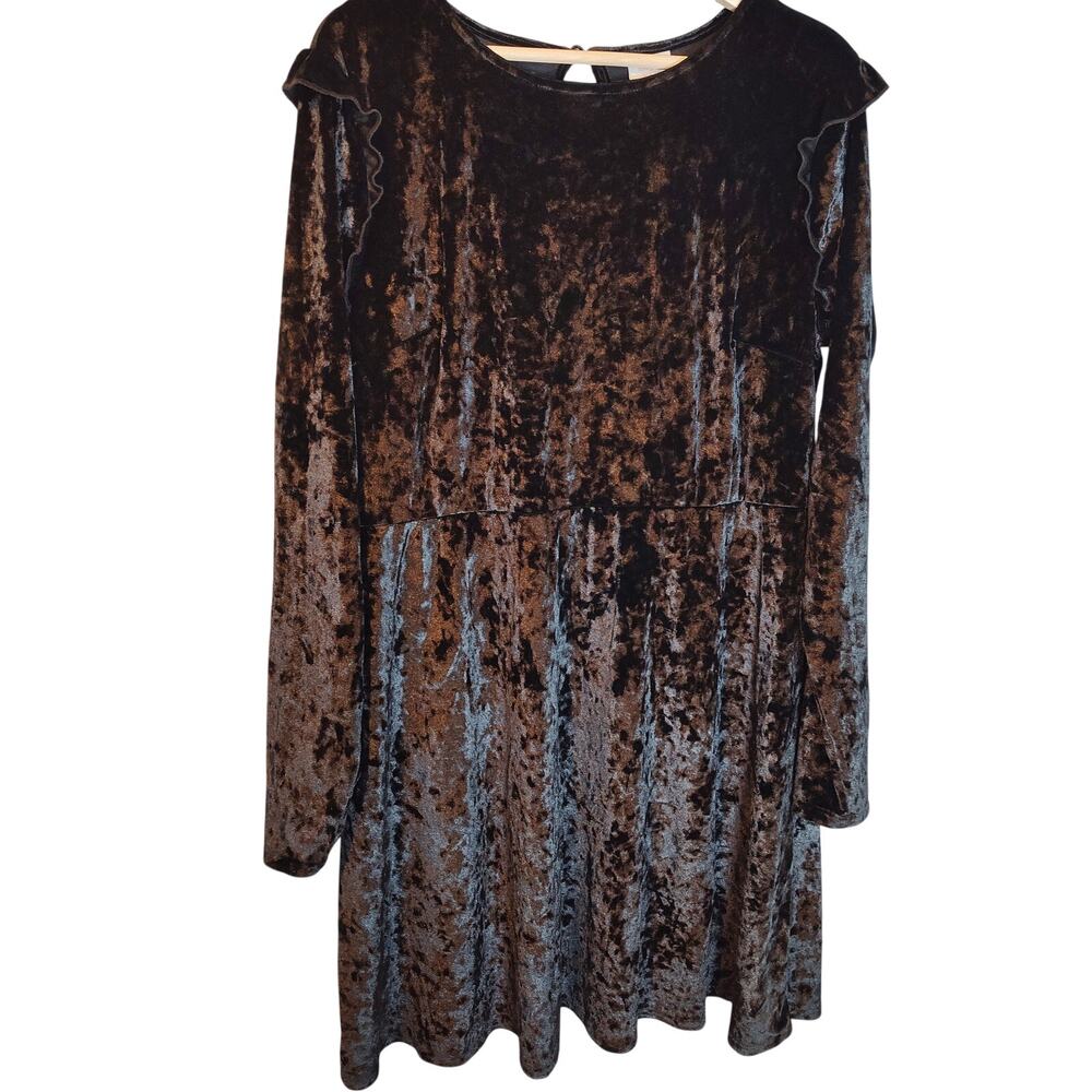 Mossimo Supply Co Crushed Velvet Dress XXL Black Long Sleeve Stretch